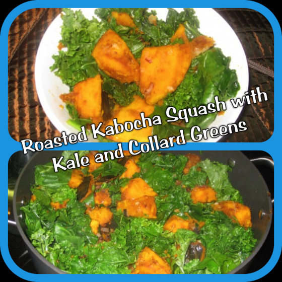 Kabocha squash with kale and collard greens vegan american princess