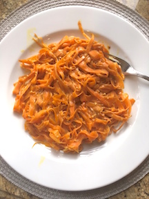 carrot ribbon pasta with peanut sauce